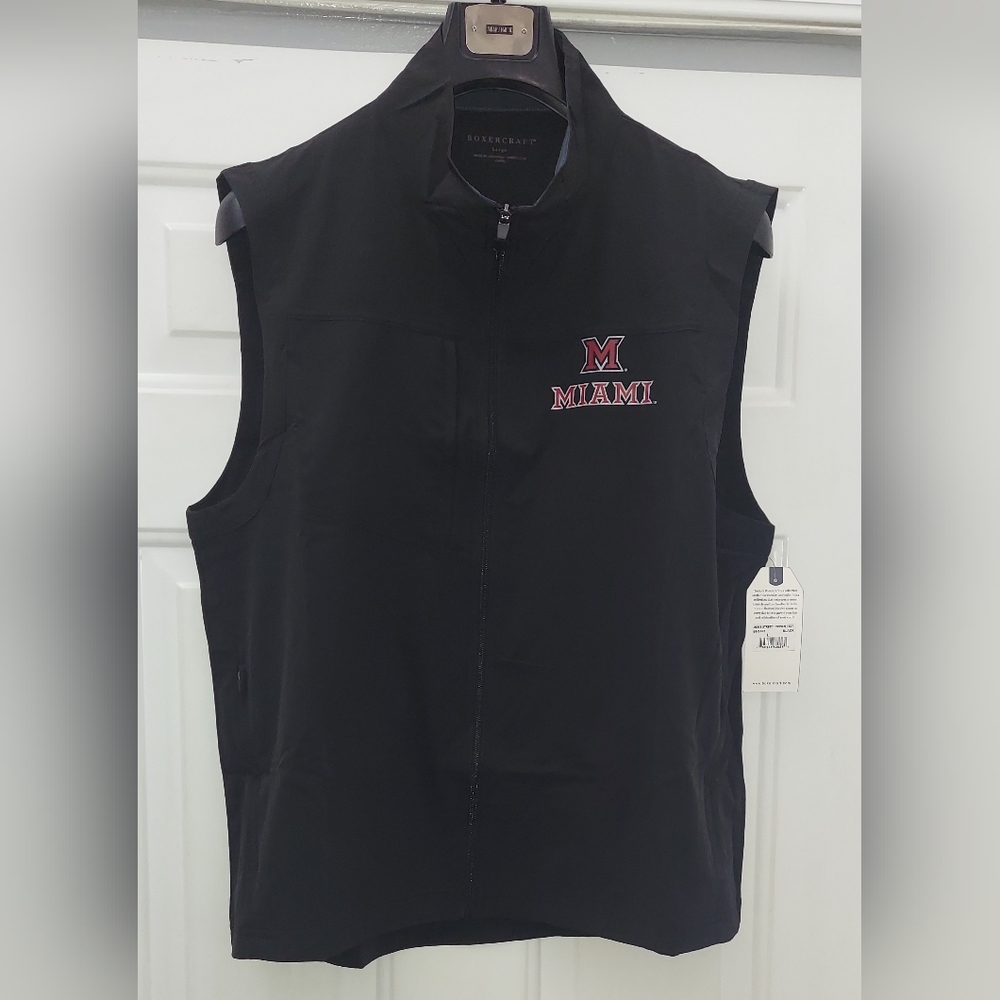 BOXERCRAFT "MIAMI" MEN'S BLACK POLYESTER STRETCH WOVEN VEST SIZE L NWT $50